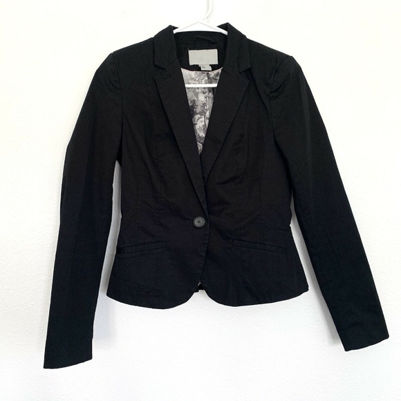 H&M Blazer Womens Size 6 Black Single Button Business Suit Jacket Lined - Picture 1 of 6